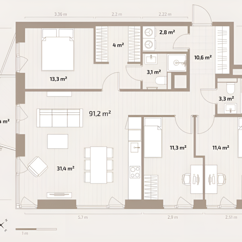 Balanced 4-Room Apartment in a Green Coastal Community