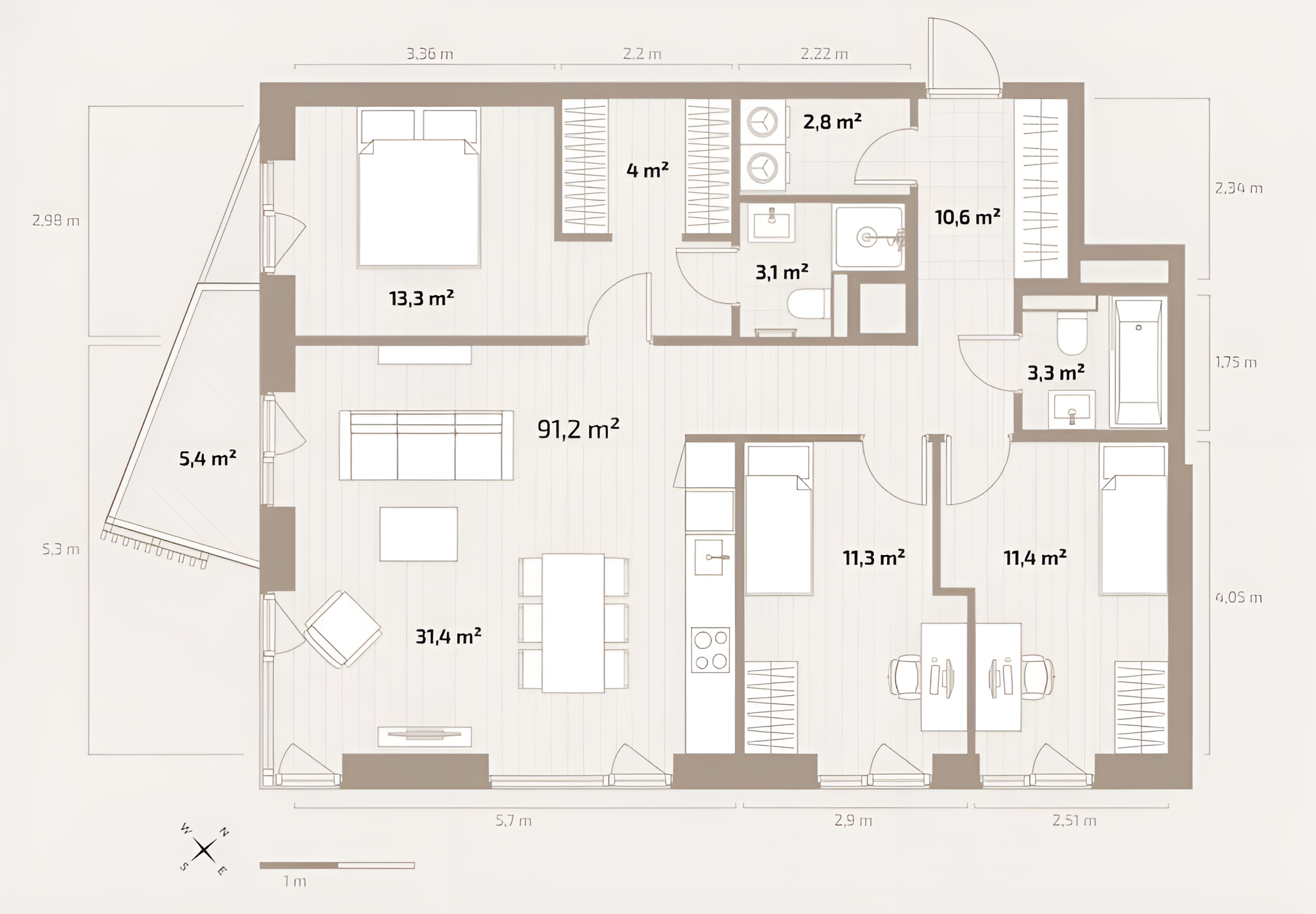 Balanced 4-Room Apartment in a Green Coastal Community